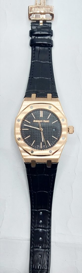Kolekcija B Ref. RO-105 — Rose gold, črna številčnica, kožni remen